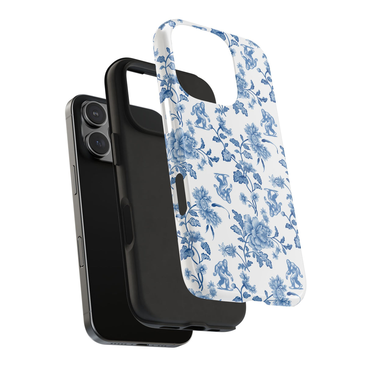 Bigfoot Floral Porcelain Tough Phone Case — Vintage Delft Pattern Protective Phone Case