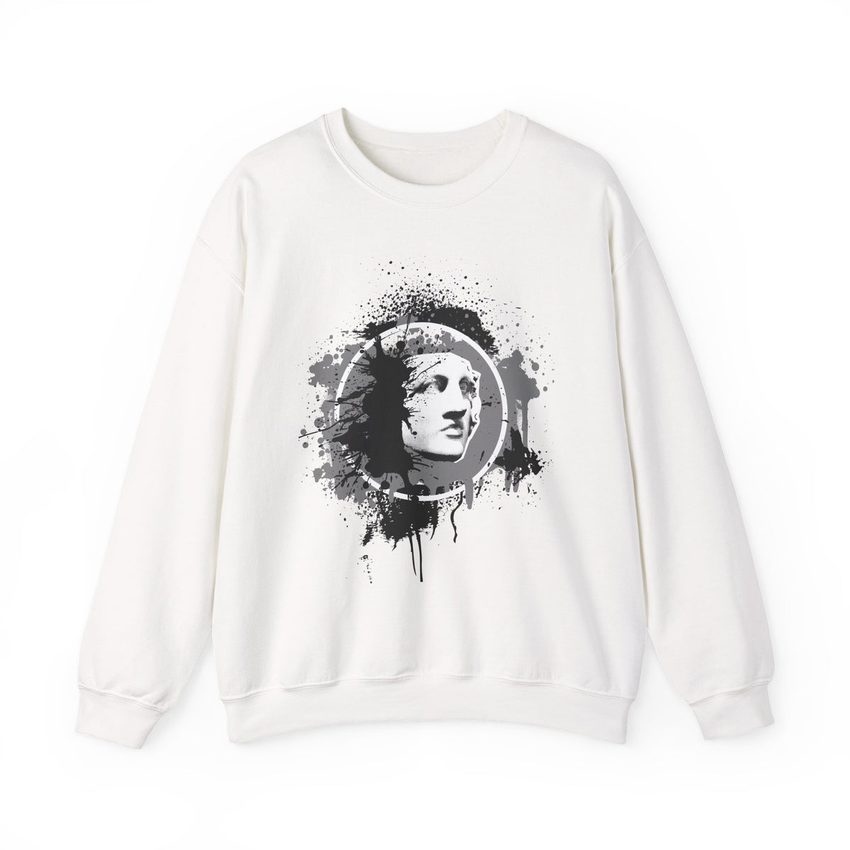 Classical Statue Ink-Splash Crewneck Sweatshirt