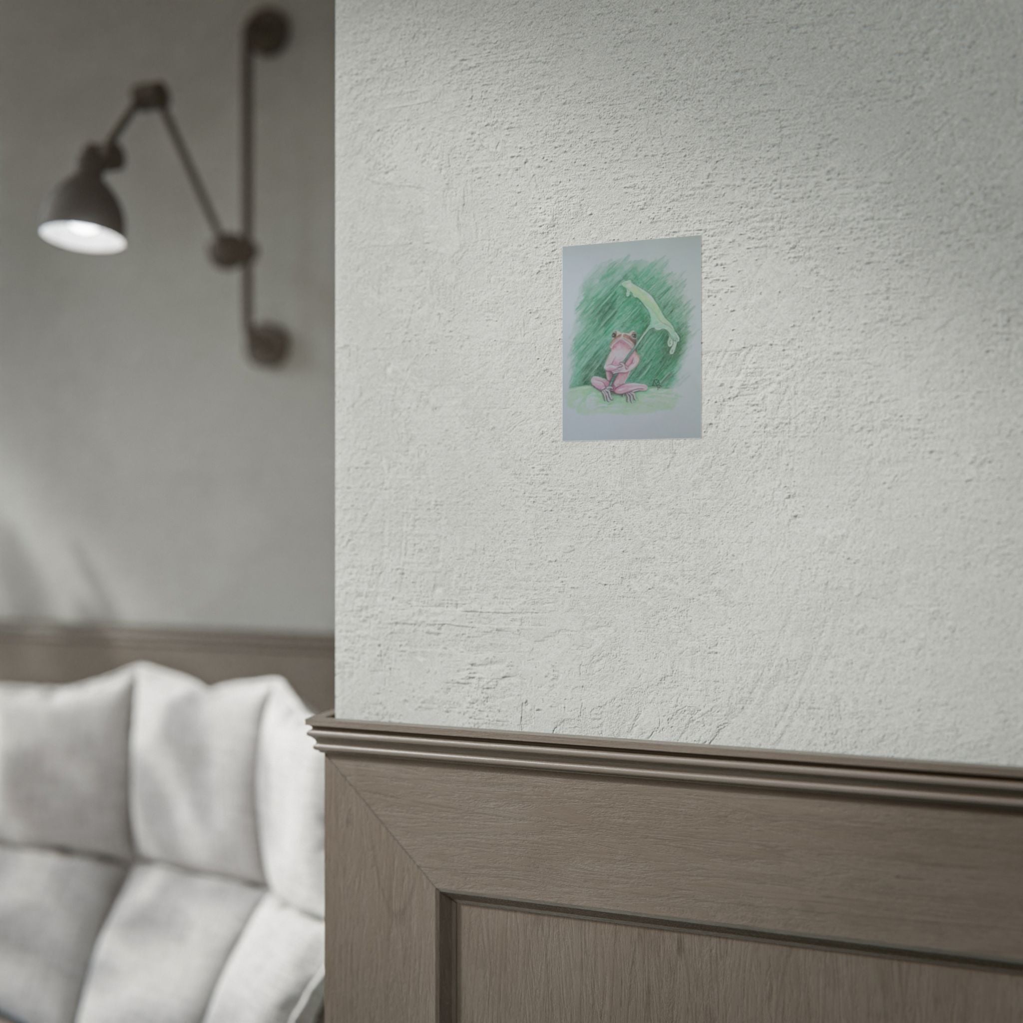 Whimsical Pink Frog Art Print for Nursery & Nature Lovers