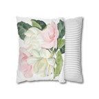 Peony Floral Garden Pillowcase — Pink & White Decorative Throw Pillowcase