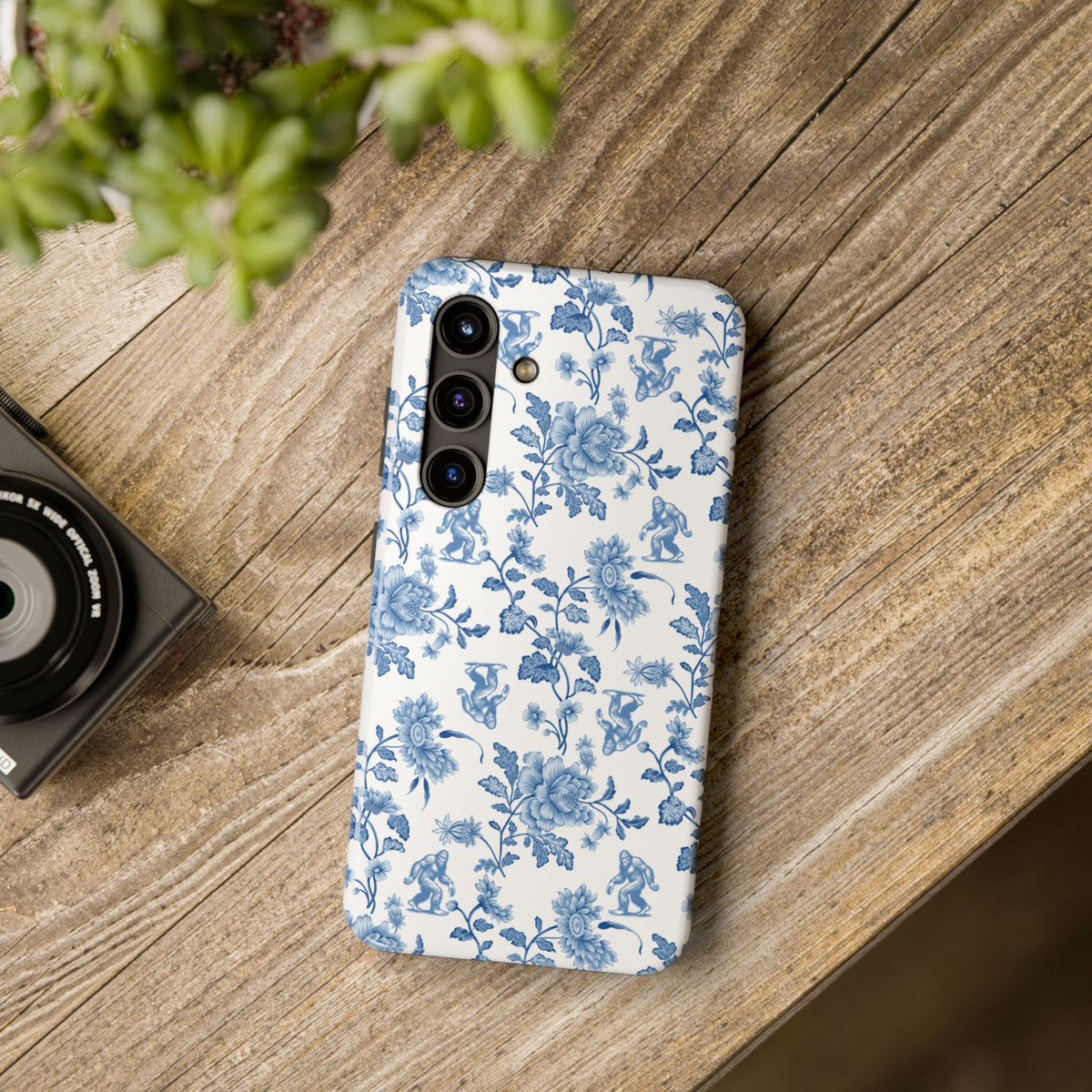 Bigfoot Floral Porcelain Tough Phone Case — Vintage Delft Pattern Protective Phone Case