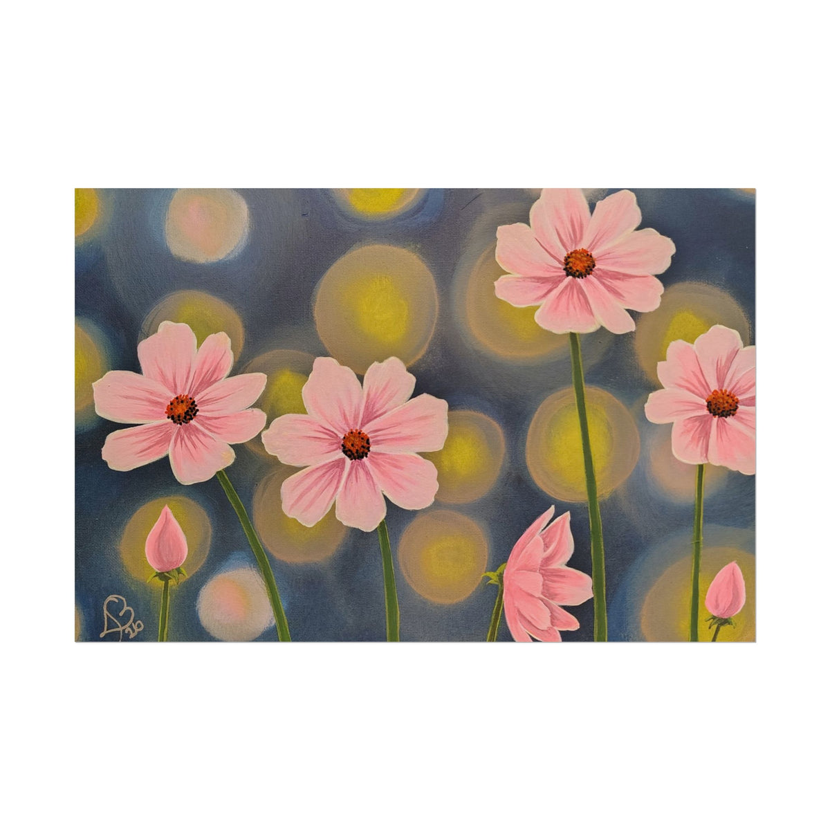 Backlit Flowers Poster — Rolled Wall Art with Bokeh Lights