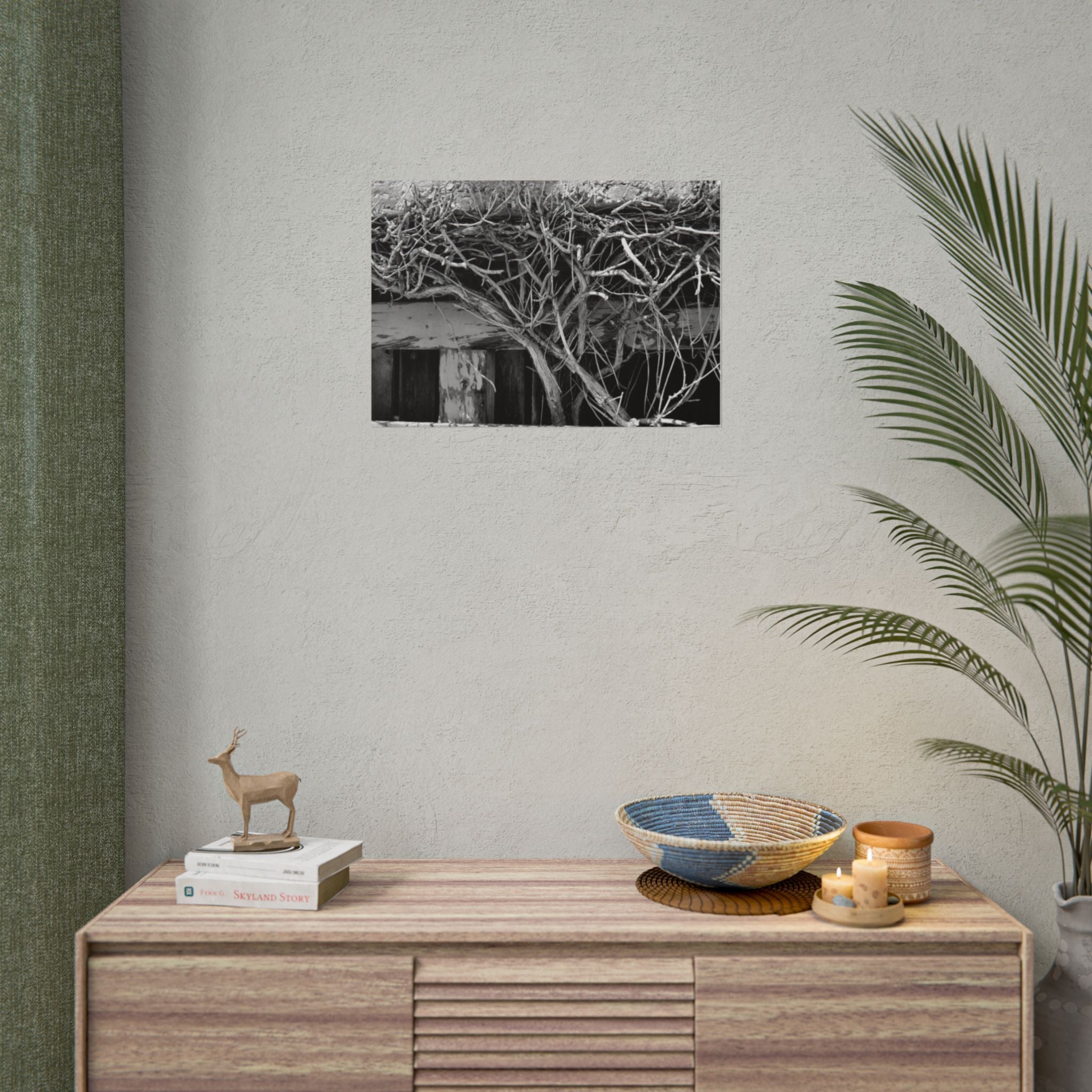 Black & White Rustic Vine Photography Poster — Rolled Wall Art