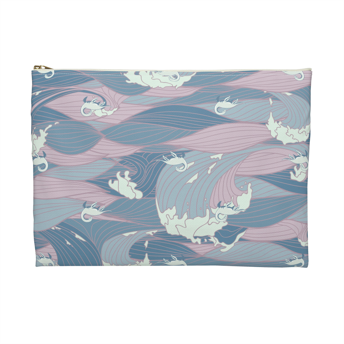 Nessie Waves Pattern Accessory Pouch — Pastel Ocean Waves Makeup Bag