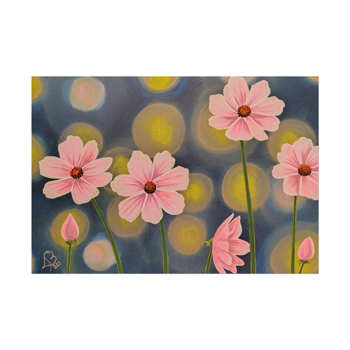 Backlit Flowers Poster — Rolled Wall Art with Bokeh Lights