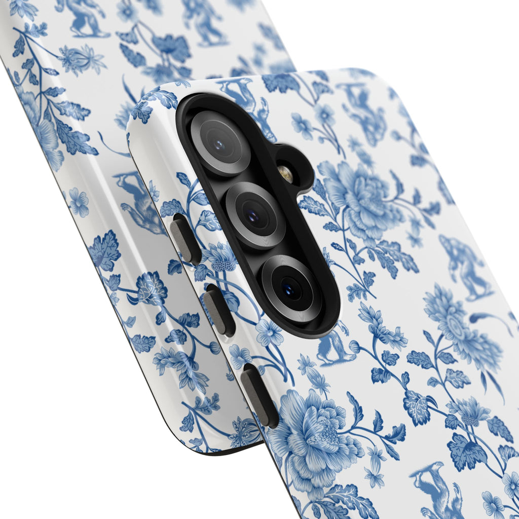 Bigfoot Floral Porcelain Tough Phone Case — Vintage Delft Pattern Protective Phone Case