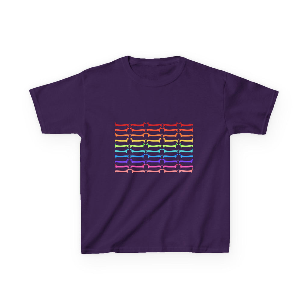 Youth Rainbow Dachshund Pattern Cute Dog Graphic Tee