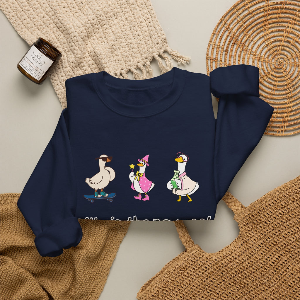 Silly Is The New Cool Sweatshirt — Cute Dancing Ducks Graphic Crewneck