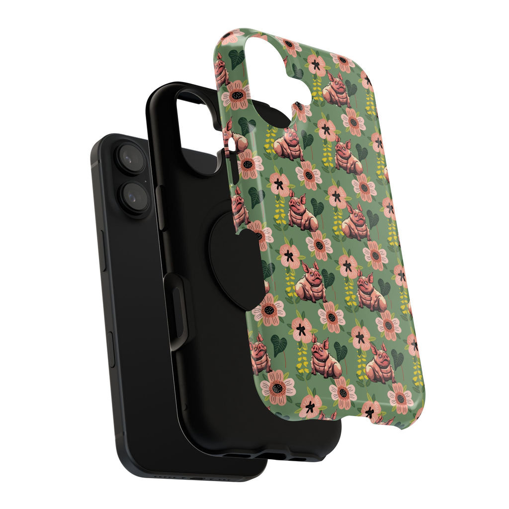 Floral Squonk Pattern Impact Phone Case — Protective iPhone Cover with Pink Flowers