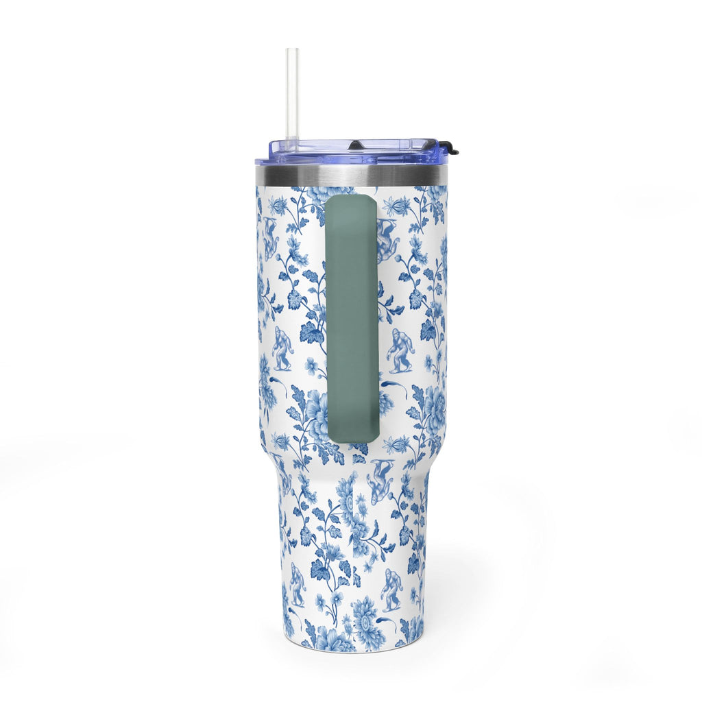 40oz Bigfoot Floral Vacuum Tumbler – Insulated Travel Mug with Straw