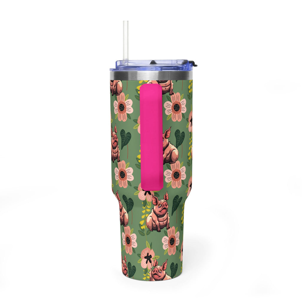 40oz Floral Squonk Tumbler — Insulated Vacuum Travel Mug