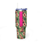 40oz Floral Squonk Tumbler — Insulated Vacuum Travel Mug