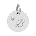 Personalize it!  Birthstone Circle Charm — Engraved Initial Pendant