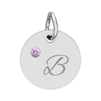 Personalize it!  Birthstone Circle Charm — Engraved Initial Pendant