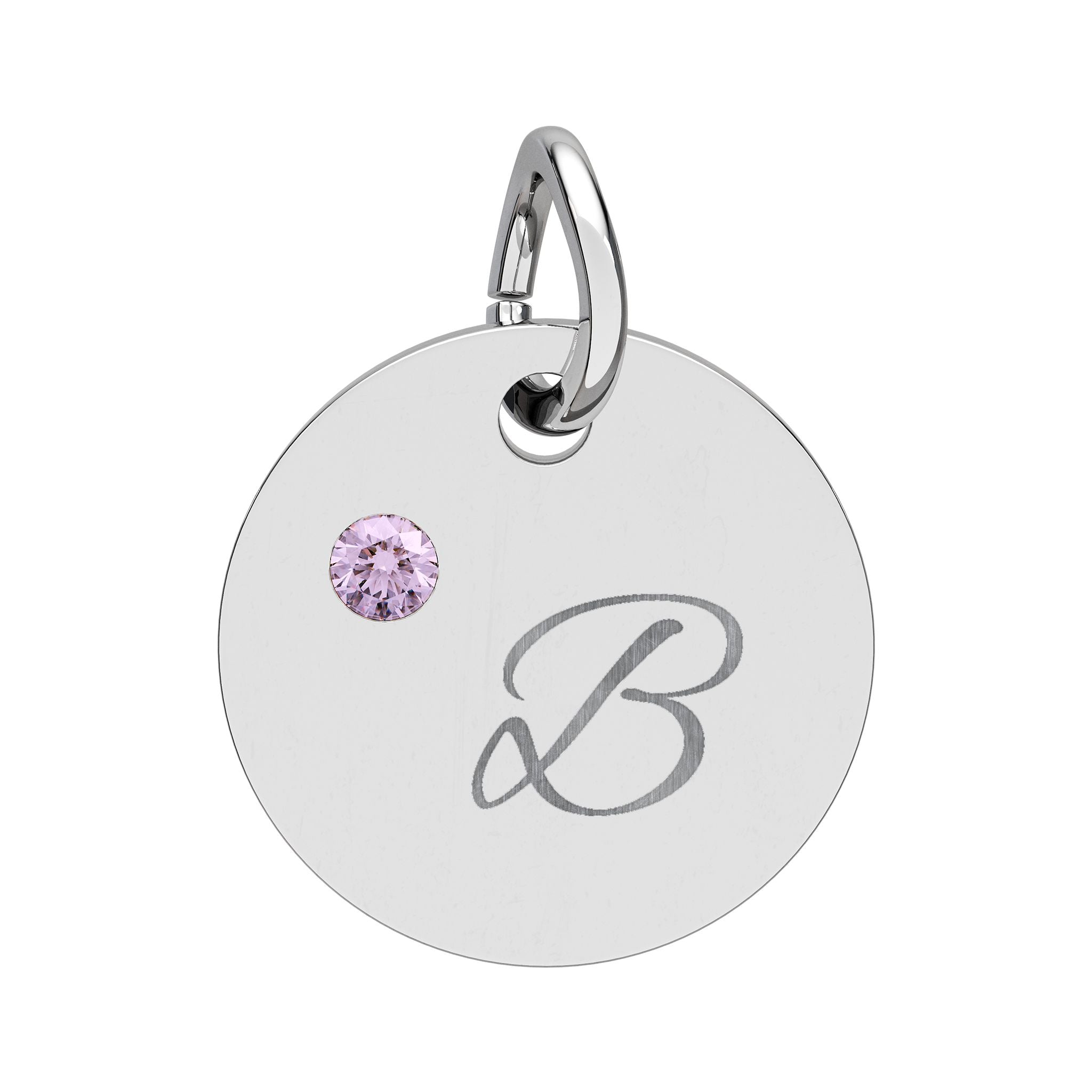 Personalize it!  Birthstone Circle Charm — Engraved Initial Pendant