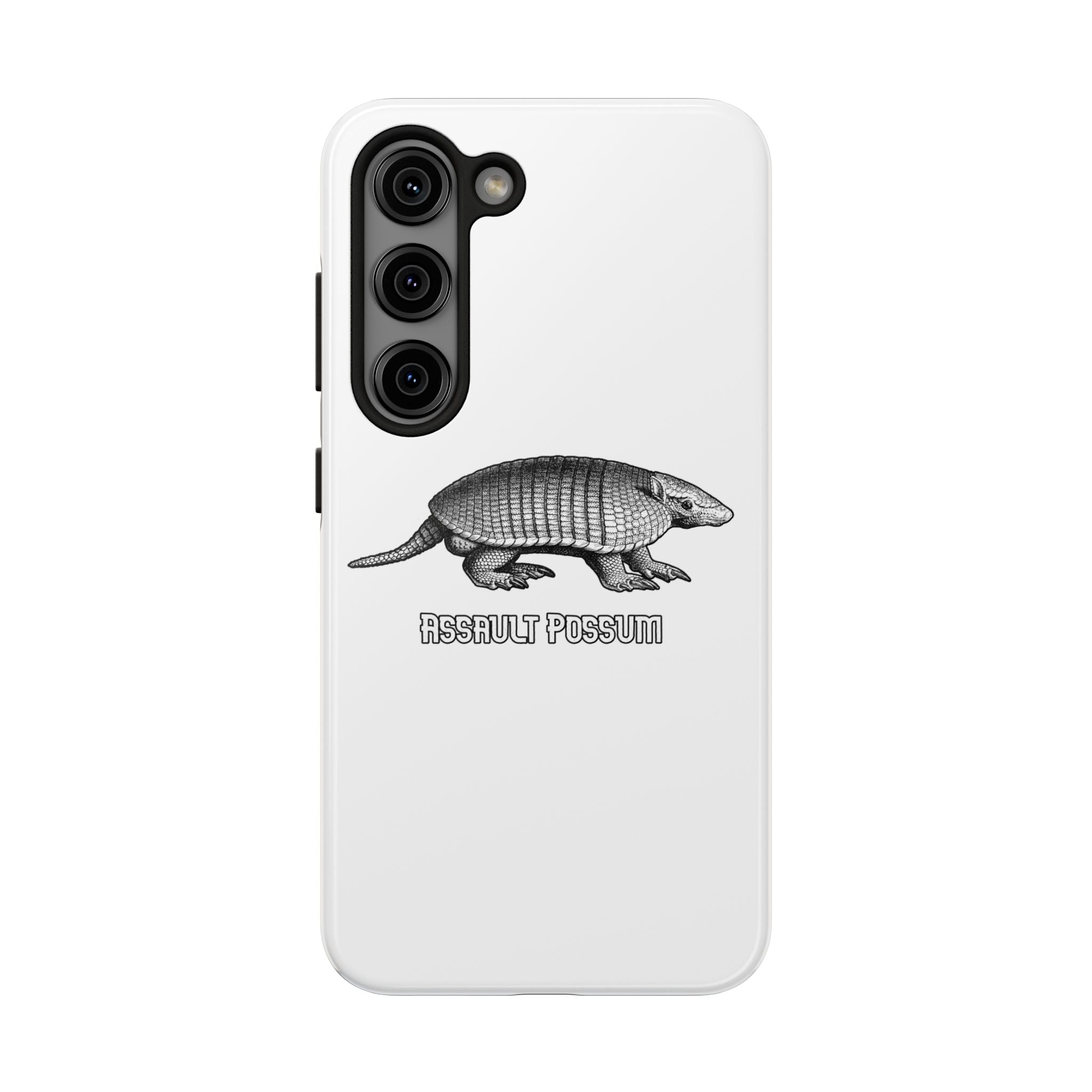 Tough Phone Case — "Assault Possum" Armadillo Graphic, Rugged Protective Phone Cover