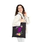 Tote Bag — "The Horrors Persist but so Do I" Floral Purple Cat Canvas Tote