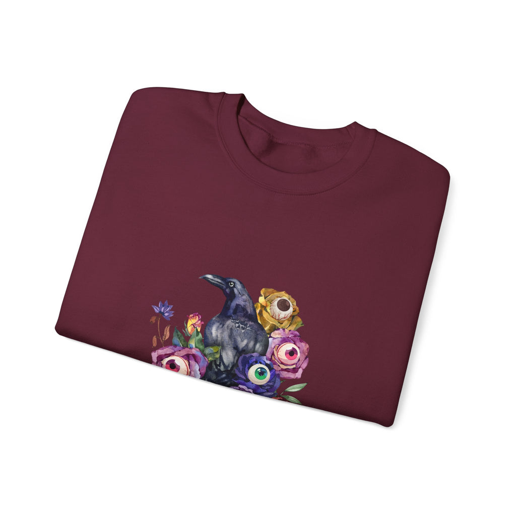 Surreal Raven & Wildflowers Crewneck Sweatshirt