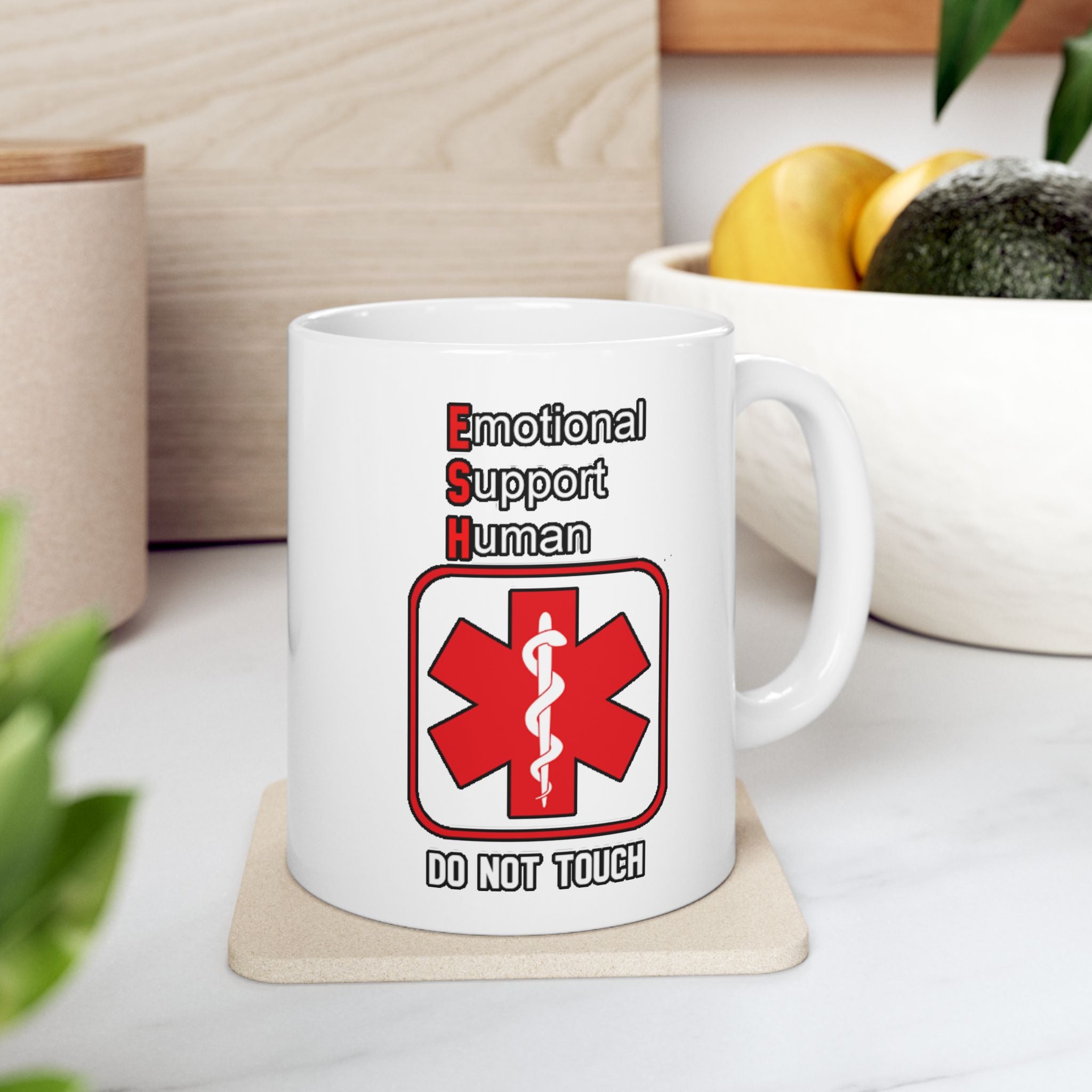First Aid Coffee Mug — "Emotional Support Human-Do Not Touch" Emergency Medical Logo Ceramic Mug (11oz & 15oz)