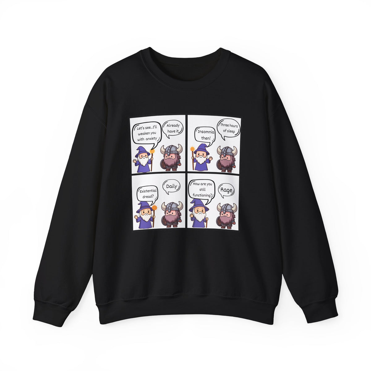 Comic D&D Sweatshirt — Cute Panel Cartoon Crewneck